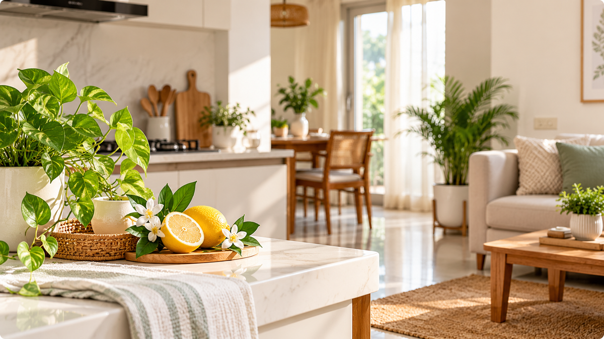 Clean modern Indian home with Spotlifly plant-based home cleaning products